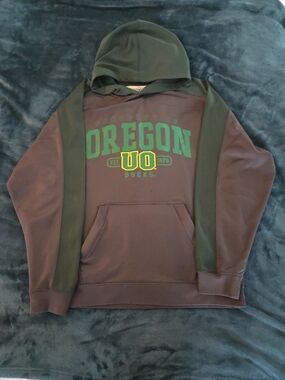 Oregon Ducks Hooded Sweatshirt - Green & Yellow Logo Sz Lg